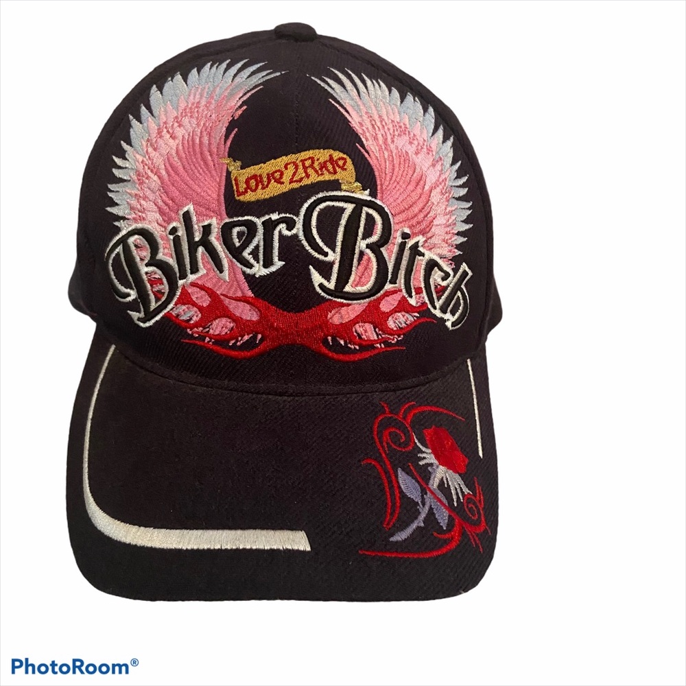 Biker Babe Hat Embroidered Tattoo USA Love 2 Ride Motorcycle Bad Girl